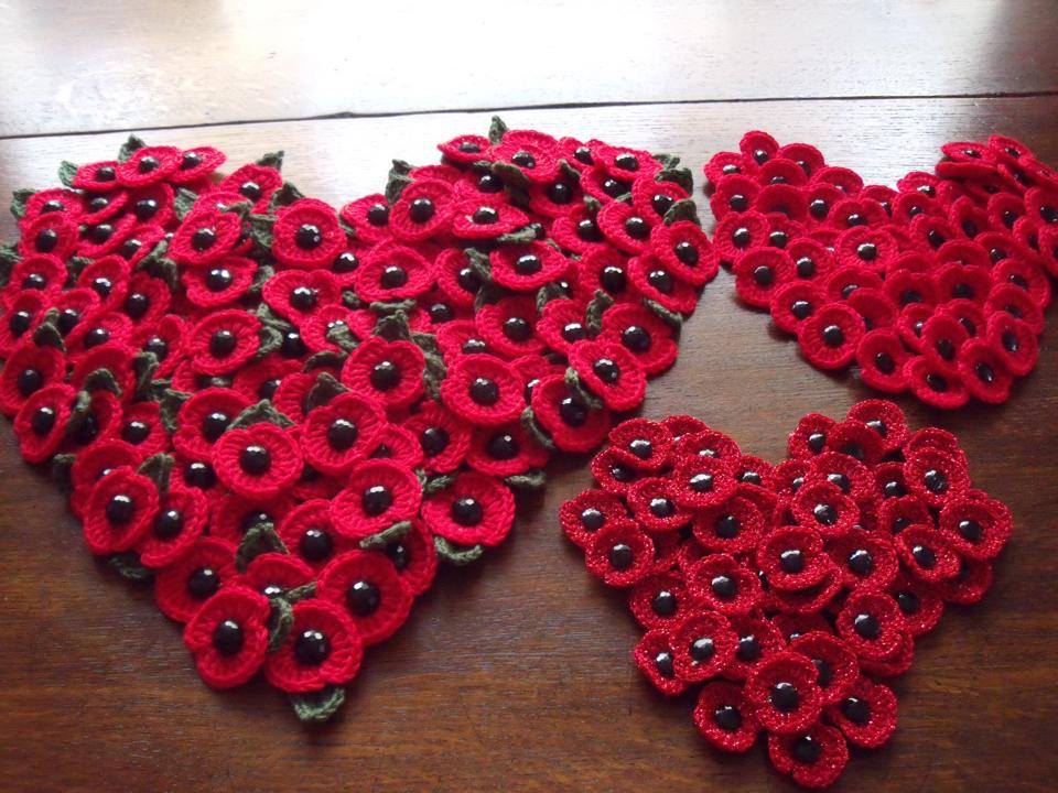 Handmade Crocheted Remembrance Poppy Brooch