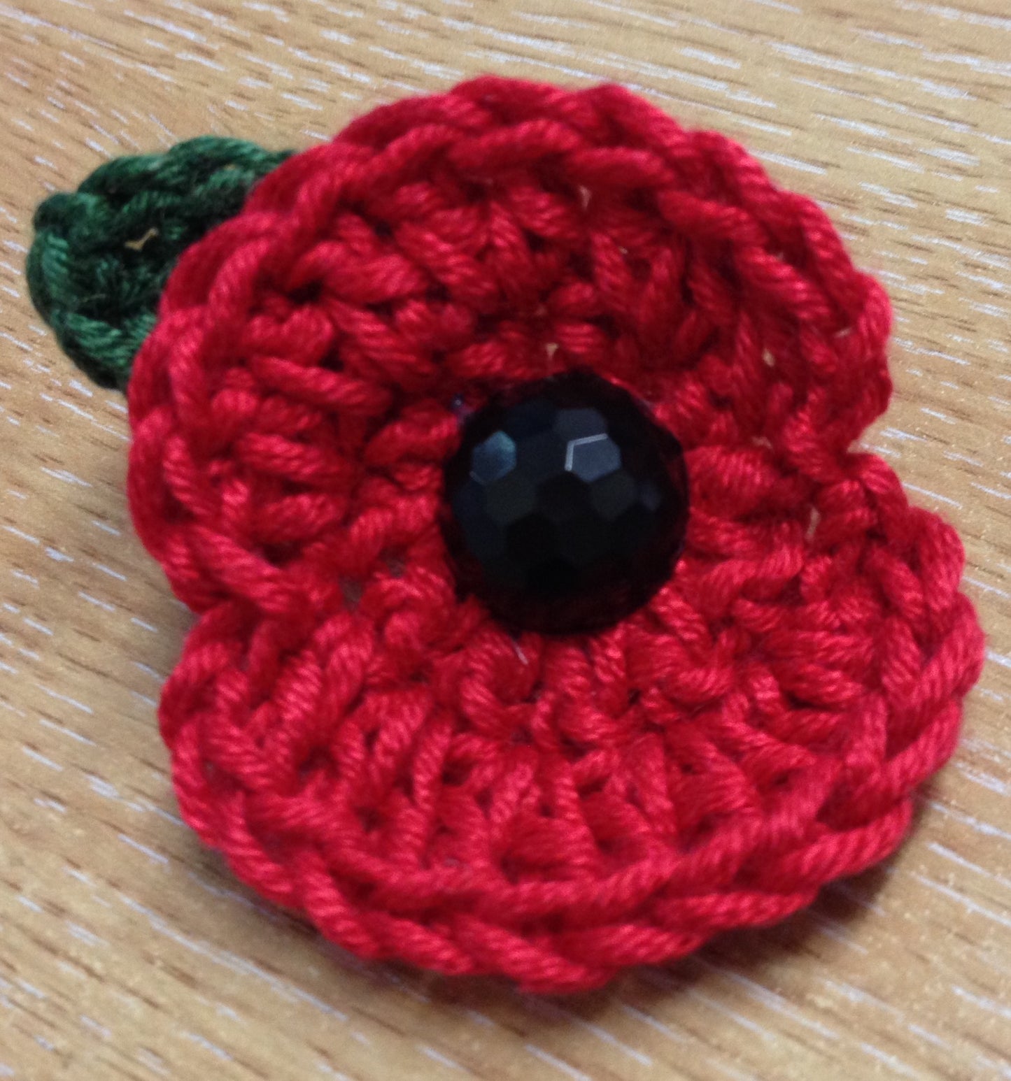 Handmade Crocheted Remembrance Poppy Brooch