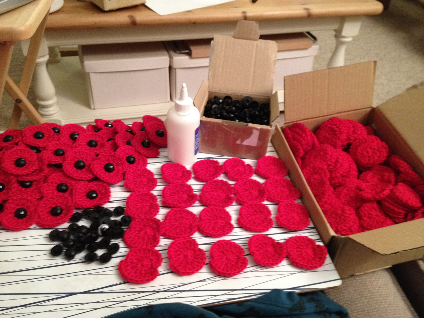 Handmade Crocheted Remembrance Poppy Brooch